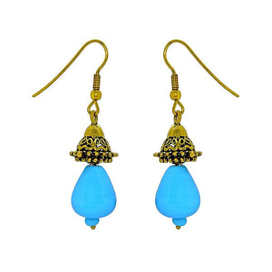 Sky blue color bead small drop earrings - The Fineworld