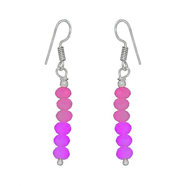 Dressy long mix of purple and pink danglers in German silver - The Fineworld