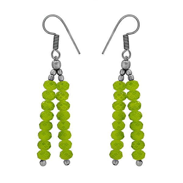 Long dangler with double side light green color beads - The Fineworld