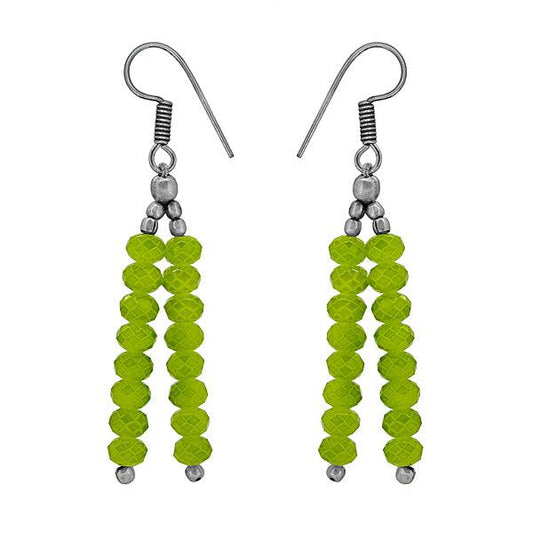 Long dangler with double side light green color beads - The Fineworld