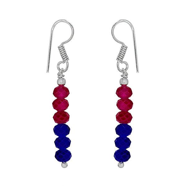 Dressy Long Red and Blue Danglers - The Fineworld