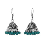 Green Color beads classic drop jhumki earrings - The Fineworld