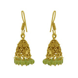 Yellow gold plated light green beads jhumki earrings - The Fineworld