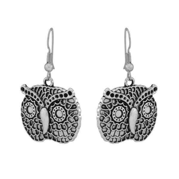 Owl shaped silver tone earring for women - The Fineworld