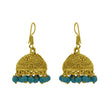 Yellow gold tone with blue beads jhumki earring - The Fineworld