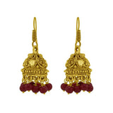 Golden tone red beads jhumki for women - The Fineworld