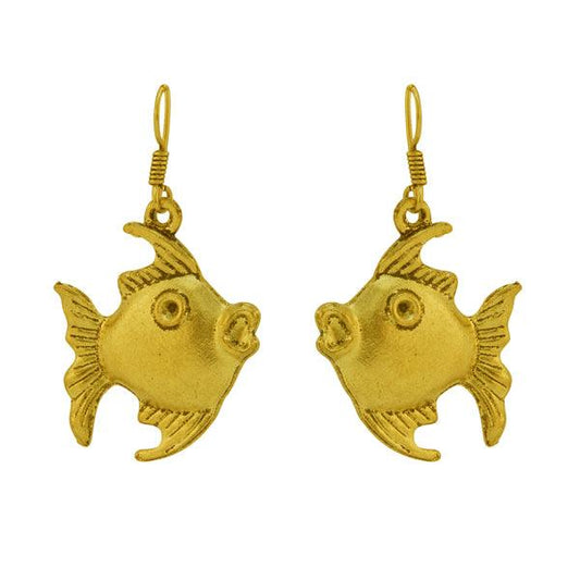Golden tone fish earring for women and girls - The Fineworld