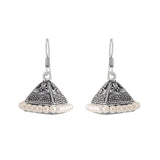 Triangle shaped jhumki with white beads for women and girls - The Fineworld