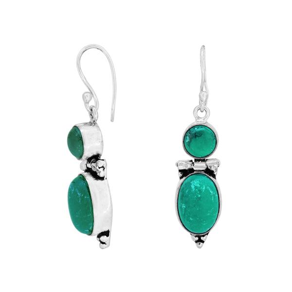 Double Green Color Stone Earrings - The Fineworld