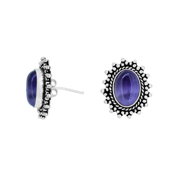 Round Cute Small Purple Stone Stud Earrings - The Fineworld