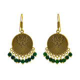 Unique Round Earring With Green Bead - The Fineworld