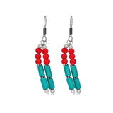 Red and sky blue color classic earring for women - The Fineworld