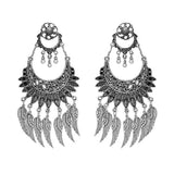 Feathers designe drop german silver earring for women and girls - The Fineworld