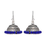 Indian trend silver oxidized jhumki with blue beads - The Fineworld