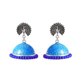 Peacock stud with classic color beaded jhumki earring - The Fineworld