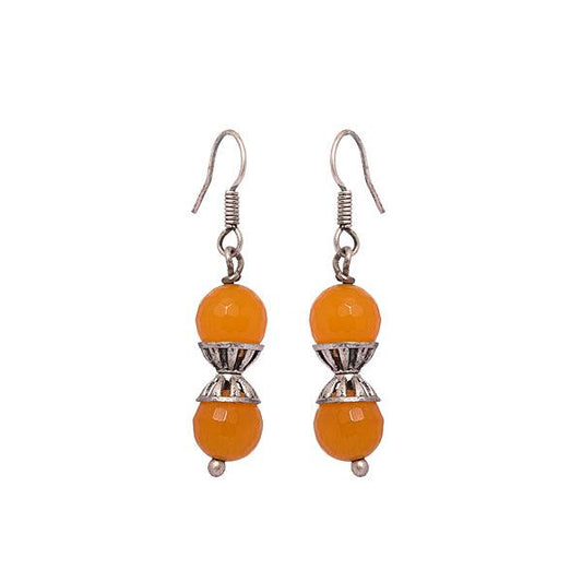 Orange drop earrings in German silver earring - The Fineworld