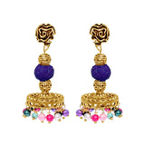 Handmade indigo drop earrings online India - The Fineworld