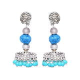 Beads drop oxidized silver finish earrings - The Fineworld