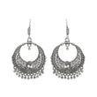Silver Oxidized Long Drop Earring with shiny silver beads - The Fineworld