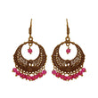 Fancy oxidized traditional drop earrings with pink beads - The Fineworld