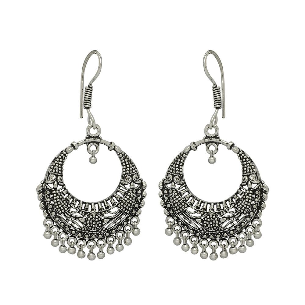 Chanbali Oxidized silver earrings for women - The Fineworld