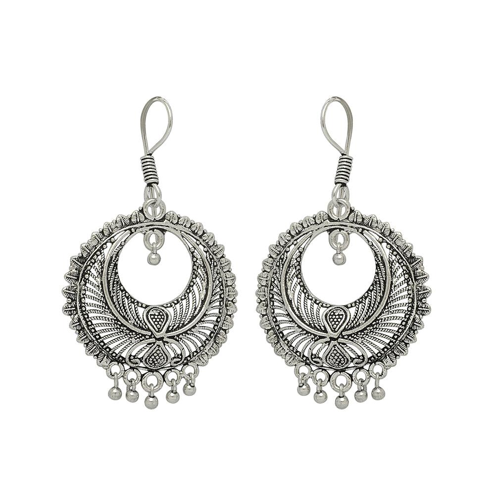 Fancy Chandbali Oxidized silver earrings for trendy women - The Fineworld
