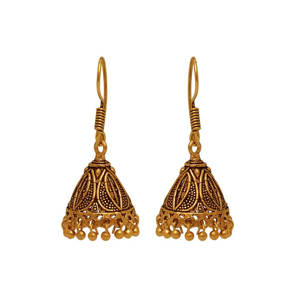 Copper color drop jhumki earrings - The Fineworld