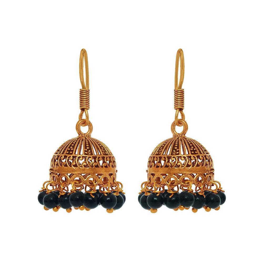 Trendy oxidized gold earrings with beads for women - The Fineworld
