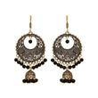 Black gold Long earrings with blue beads for fashionable girls - The Fineworld