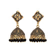 Oxidized floral drop earrings with blue beads online India - The Fineworld