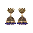 Oxidized drop earrings with blue beads for women - The Fineworld