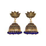 Oxidized drop earrings with blue beads for women - The Fineworld
