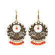 Oxidized gold drop earrings with orange beads for fashionable women - The Fineworld