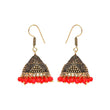 Gold drop earrings with red beads online in India - The Fineworld