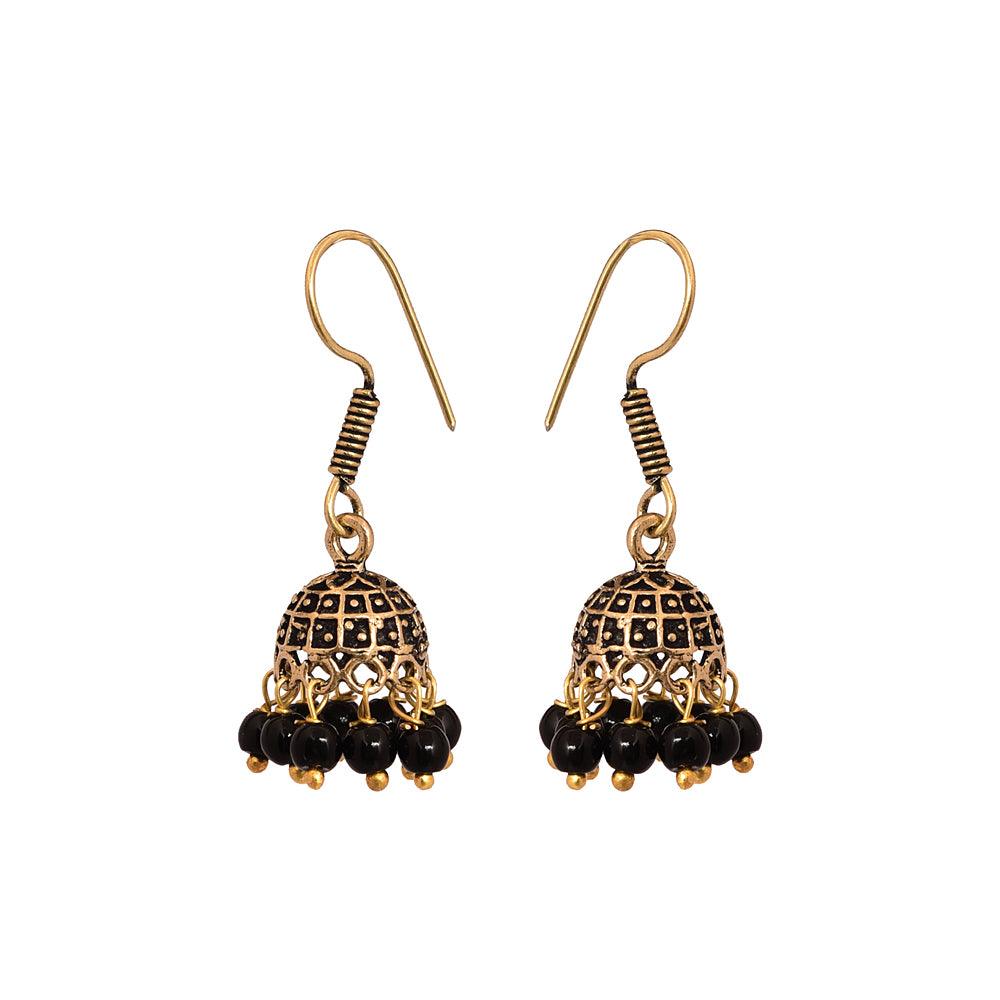 Black drop gold color earrings from the FineWorld - The Fineworld