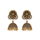 Traditional oxidized golden German silver jhumkas - The Fineworld