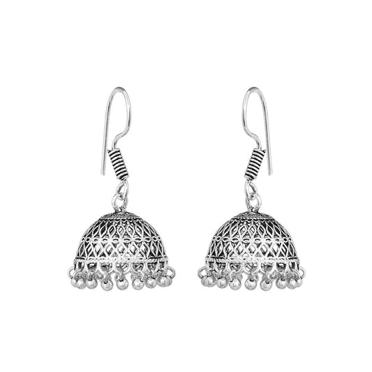 Handcrafted Jhumkis in German silver - The Fineworld