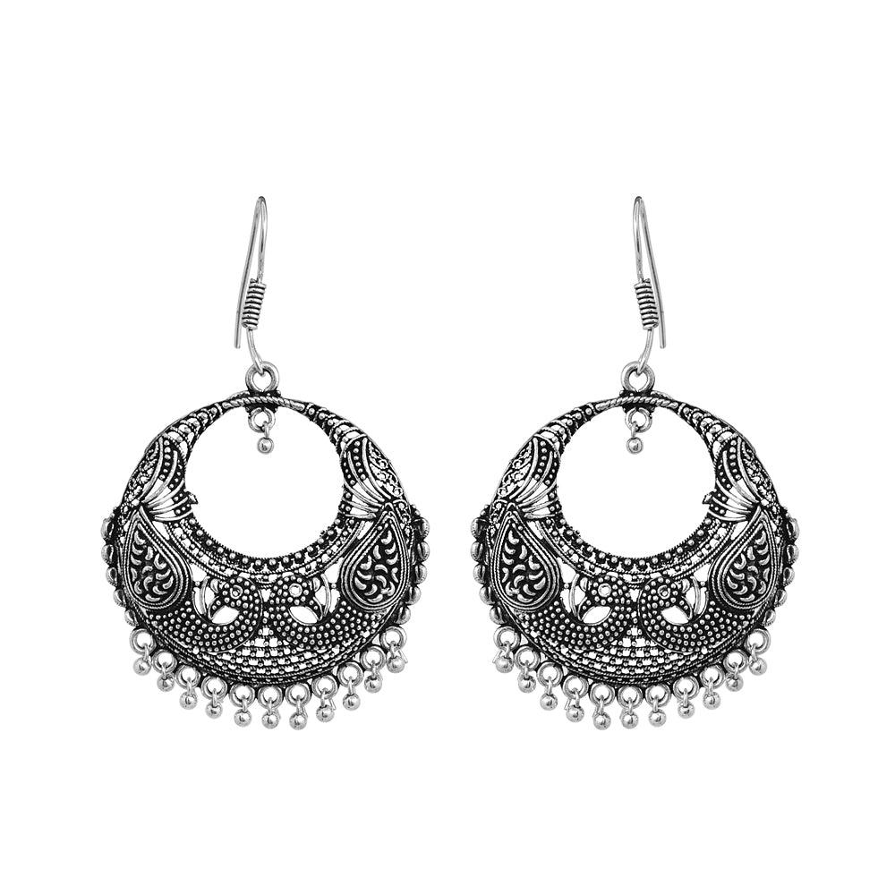 German silver chandbali earrings for girls - The Fineworld