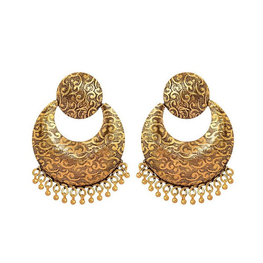 Antique golden chandbali earrings - The Fineworld