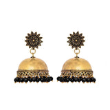 Dome shape oxidized flower-black earrings - The Fineworld