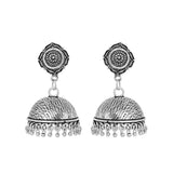 Simple Oxidized german silver jhumka earrings - The Fineworld