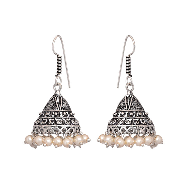German silver jhumki dangle earrings - The Fineworld