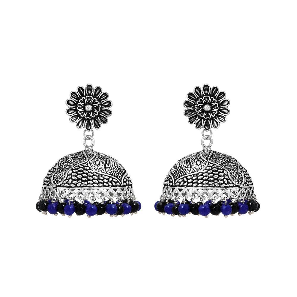 Floral Stud and Dome Shaped Jhumka - The Fineworld