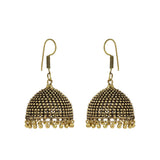 Yellow Gold Plated Dome-Shaped Drop Earrings - The Fineworld
