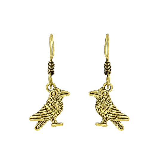 Bird-Shaped Oxidized Golden Drop Fish Hook Earrings for Women - The Fineworld