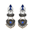Enameled and Blue Stoned Afghani Chandbali Earrings - The Fineworld