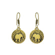 Elephant Engraved Golden Dangle Drop Earrings - The Fineworld