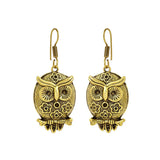 Angry Owl Shaped Golden Drop Earrings - The Fineworld
