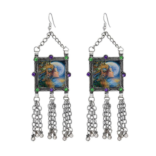 Painting Inspired Picture Drop Brass Earrings - The Fineworld