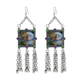 Painting Inspired Picture Drop Brass Earrings - The Fineworld